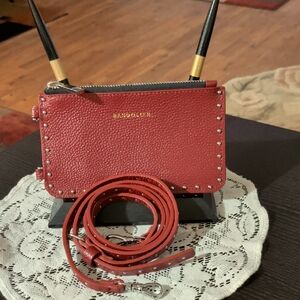 Bandolier Red Studded Leather Crossbody